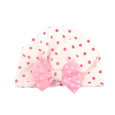 

New Baby Cotton Hat For Girls Boys Newborn Dot Printed Bowknot Hats Accessories Photography Props