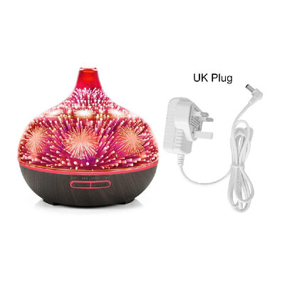 

3D Glass Aromatherapy Humidifier Essential Oil Diffuser Mute Mist Maker Waterless Auto Shut-off with 7 Color LED Lights Black Wood