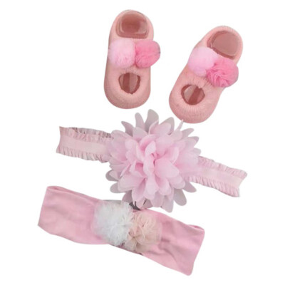 

Newborn Baby Girls Headband Bow Flowers Cloth Hair Bands Hair Accessories Socks Gift Boxes Three-piece Suits Newborn Girts