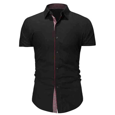 

Tailored Mens Plaid Casual Button Down Short Sleeve Shirt Top Blouse