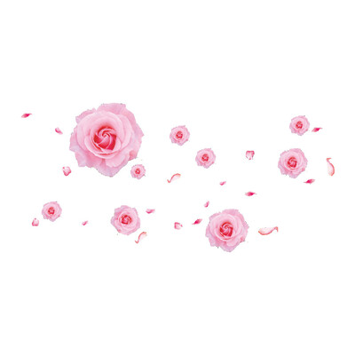 

Pink Rose Living Room Background Waterproof Removable Wall Sticker Home Decor