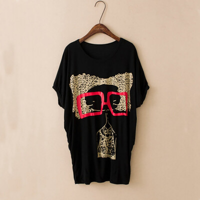 

High Quality 10 Kinds Of 2 Color Modal Casual Letters Animal Print Round Neck Bat Shirt Female T-shirt Blouse 3