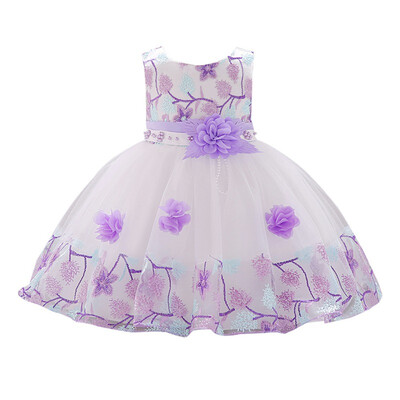 

Children Formal Clothes Kids Fluffy Dress Girls Clothes For Wedding Party Birthday Costume Print Sleeveless Lace Girl Dress