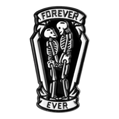 

Cartoon Punk Pins Black Coffin With Skeleton Couple Inside Forever And Ever Gothic Pin Gift For Boyfriend Girlfriend