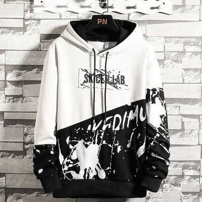 

Gobestart Men Splicing Button Pullover Long Sleeve Hooded Sweatshirt Tops Blouse