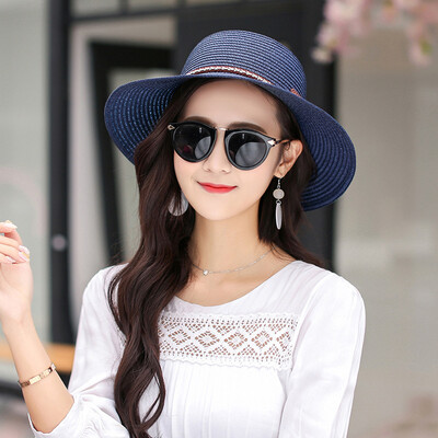 

New Ms Xia straw hat Korean version fashionable eaves bow outdoor sunscreen hat riding portable Tourism