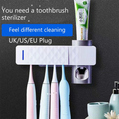 

2 in 1 UV Light Ultraviolet Toothbrush Sterilizer Toothbrush Holder Automatic Toothpaste Squeezers Dispenser