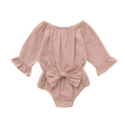 

Infant Newborn Baby Girls Jumpsuit Long Sleeve Rompers With Bowknot Kids Bodysuit Jumpsuit Clothes