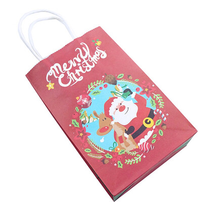

Christmas Kraft Paper Handle Bags Shopping Carrier Present Gift Festive Bag
