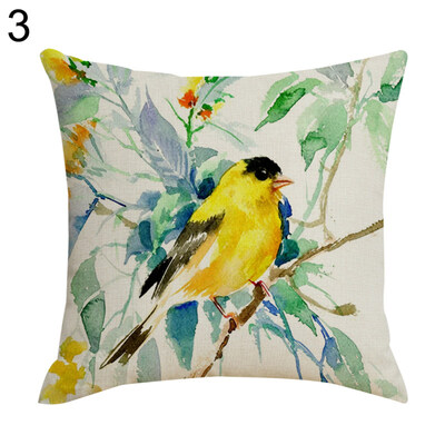 

Linen Bird Branch Print Square Pillow Case Cushion Cover Home Sofa Car Bed Decor