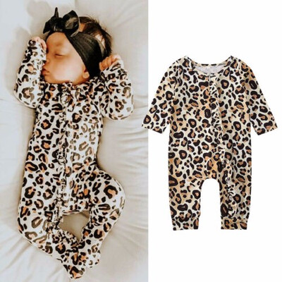 

Cute Newborn Kid Baby Girl Clothes Long Sleeve Romper Jumpsuit Leopard Outfit