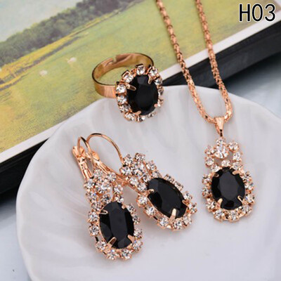 

Fashion Blue Crystal Stone Wedding Jewelry Sets For Brides Silver Color Necklace Set For Women