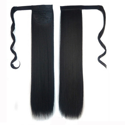 

Gobestart Real New Clip In Human Hair Extension Straight Pony Tail Wrap Around Ponytail