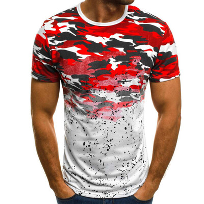

Toponeto Mens Camouflage Striped Pattern Casual Fashion Lapel Short Sleeve Shirt
