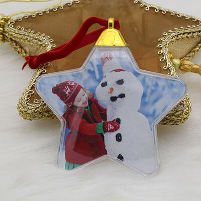 

New Transparent Plastic Photo Five-star Ball Christmas Decorations X-mas Tree Hanging Decorations DIY Party Valentines Day Gift