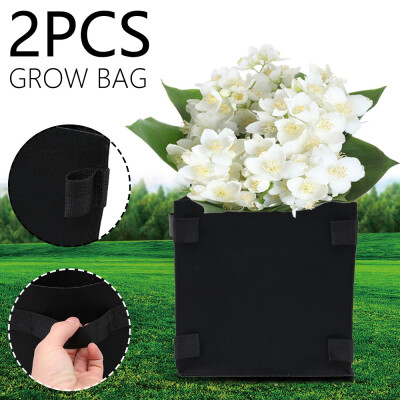 

2pcs black plant grow bags protect root area plant grow bags with Handles easy to store-can be folded up