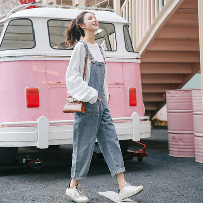

Summer Autumn Women Denim Trousers Overalls Casual Loose Tank Jeans Rompers Female Jumpsuits Ankle-Length Pants