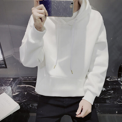 

Men Hoodies Sweatshirts Korean Style Fashion Solid Long Sleeve Hoodie Pullover Autumn Winter Casual Pockets Sweatshirt