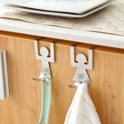 

Gobestart 2Pcs Stainless Steel Lovers Shaped Hook Kitchen Hanger Clothes Storage Rack Tool