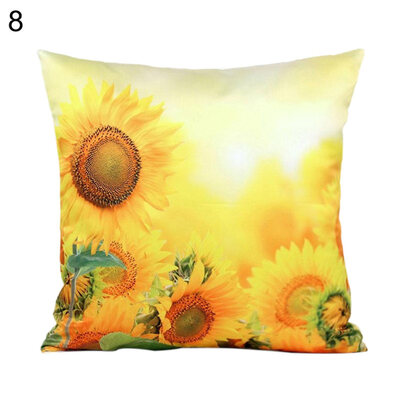 

Sunflower Flower Linen Square Pillow Case Cushion Cover Sofa Bed Car Cafe Decor