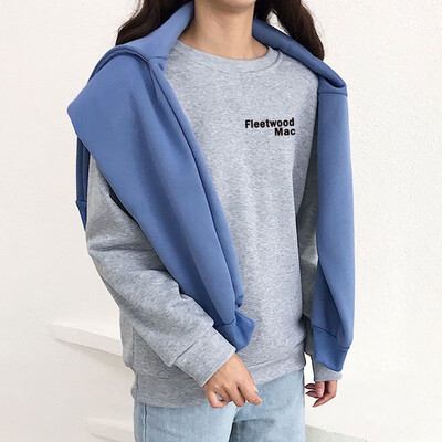 

Women Simple Autumn Warm Sweatshirt Long Sleeve Plus Velvet Cute Letter Print Casual Loose Round Collar Sweatshirt
