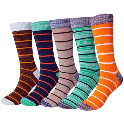 

LifeWheel Men & Women Colorful Funky Cotton Striped Pattern Long Dress Crew Socks For Thick Autumn Winter Business Casual