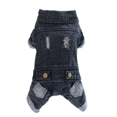 

Winter Dogs Clothes Jeans Coat Cat Dog Animal Printed Costume Cowboy Jean Jacket Four Leg Denim Clothing For Dogs Black