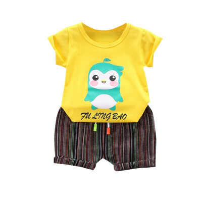 

Baby Boys Clothes Summer Children Casual Short Sleeve Cartoon Print T-shirt TopsShorts Costume Set