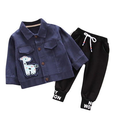 

Autumn Set Baby Boys Girls Long Sleeve Cartoon Print Jacket CoatPants Trouser Costume Casual Set