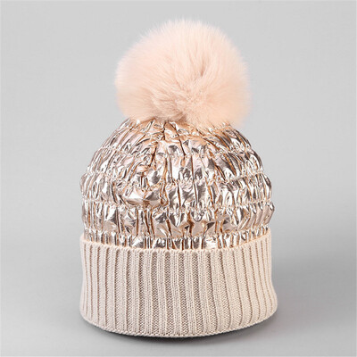 

Tailored Fashion Women Winter Knit Hat Foxes Ball Collar Set Thick Warm Solid Earmuff Hat