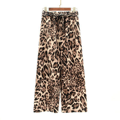 

New Fashion Casual High Waist Leopard Print Loose Women Pants Comfort Flare Wide Leg Long Animal Girls Pants