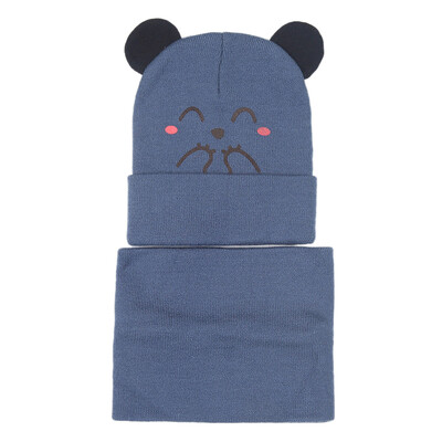 

Newborn Baby Winter Warmer Scarf Cartoon Print Hat With Ear Design Infant Boys Girls Collar Scarves Neckerchiefs Headwear Sets