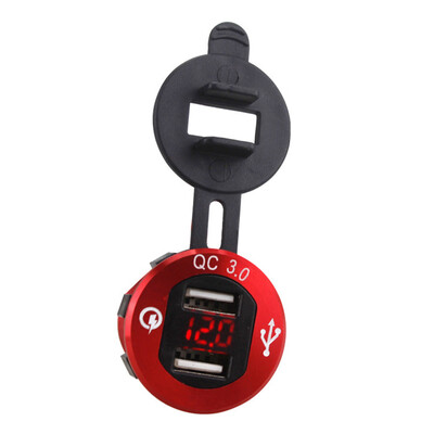 

QC 30 12V24V Dual USB Port Car Cigarette Lighter Socket Plug LED Voltmeter