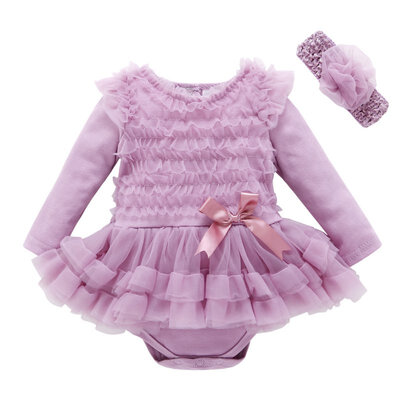 

Newborn Kids Cute Clothes Sets Baby Girl Long Sleeve Princess Dress Headband Two Suits Comfortable Clothes Outfits