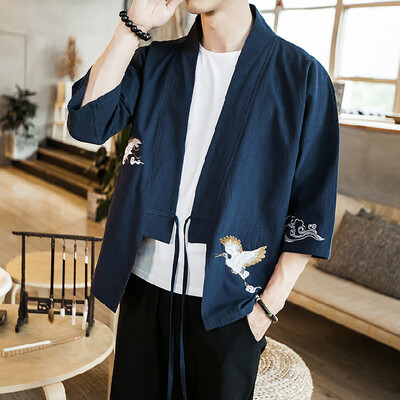 

Toponeto Fashion Mens Cardigan National Print Loose Jacket Yukata Coat Baggy Tops Summer