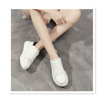 

Korean version of the belt female heightening trend spring&autumn students thick-soled white wild casual sports shoes plus vel