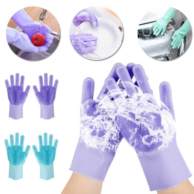 

New53 21set Food Grade Dishwashing Gloves Silicon Dishes Cleaning Gloves with Cleaning Brush Kitchen Wash Housekeeping Gloves