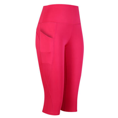 

High Waist Elastic Women Legging Pants Black Sexy Fitness Sporting Pants With Pocket Cropped Trousers Legging Mid-calf Length
