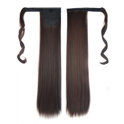 

Gobestart Real New Clip In Human Hair Extension Straight Pony Tail Wrap Around Ponytail