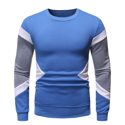 

Toponeto Men Autum Winter Long Sleeve Sweatshirt Patchwork Outwear Tops Blouse