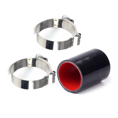 

35 Straight Silicone Hose Black And Red Coupler Tube Intake Pipe With Clamp