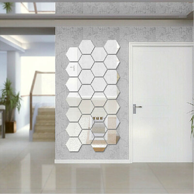 

Factory Price 12pcs Hexagon Mirror Style Silver Removable Decal Vinyl Art Wall Sticker Home Decor