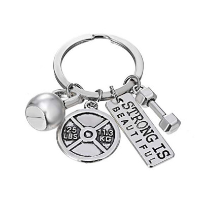 

1Pc Strength Sports Barbell Dumbbell Keyring Charm Weight Fitness Weightlifting Gym Crossfit Keychain Gifts for Boyfriend