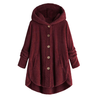 

Hooded Fluffy Plus Size High Low Teddy Coat