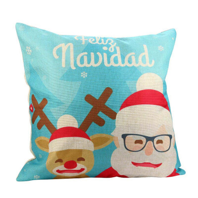 

Tailored Merry Christmas Print Pillowcase Linen Cotton Sofa Cushion Cover Home Decor