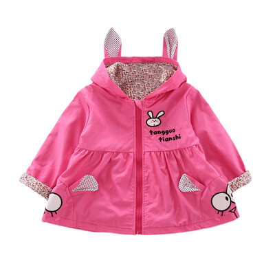 

Cute jacket for girls Baby Girl Clothes Cartoon Rabbit Print Casual Hoodie Zipper Coat Childrens jacket Tops