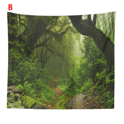 

Toponeto Misty Forest Tapestry Wall Hanging Nature Landscape Tapestry Sunshine Through Tree Tapestries For Bedroom Living Room