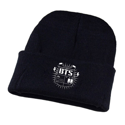 

Kpop BTS Bangtan Boys 3D Embroidery Knit Hat Winter Warm Cap Slouchy Solid Skull Beanie Hat SUGA JIMIN V JIN J-HOPE Black Knit Cap