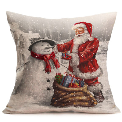 

〖Follure〗Merry Christmas Linen Santa Pillow Cases Sofa Cushion Cover Home Decoration