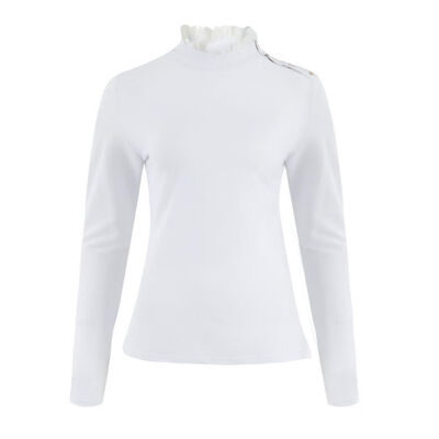 

Women Sexy Lace Button Long Sleeve Blouse Sweet Lace Round Neck Shirt Shoulder Button Casual Tops